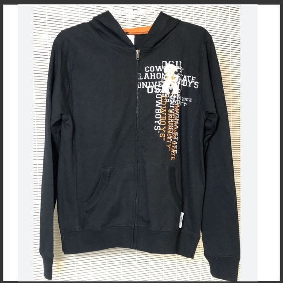 OSU OOKLAHOMA State Cowboys MEDIUM Black Zip-up HOODIE Emerson Street Collegiate - Picture 1 of 10
